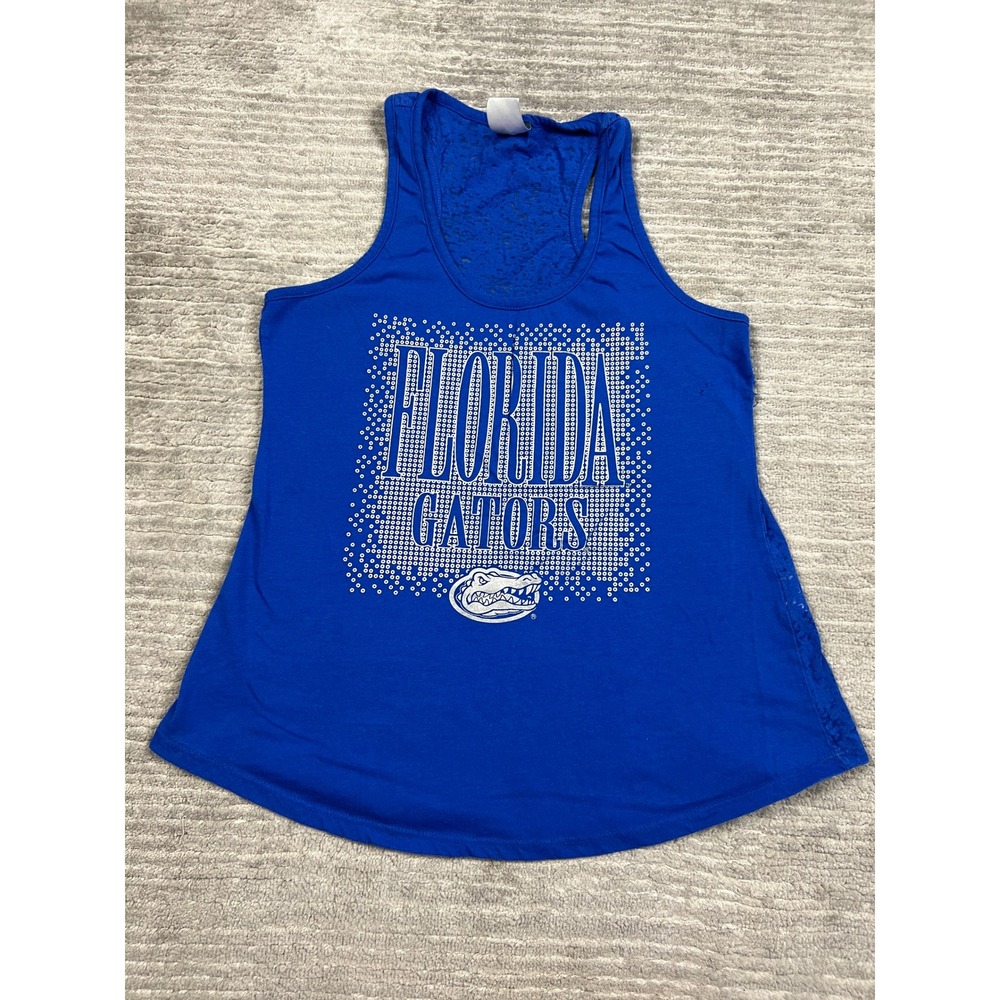Knights Apparel Tank Top Women L Blue Florida Gators Racerback Burnout Graphic